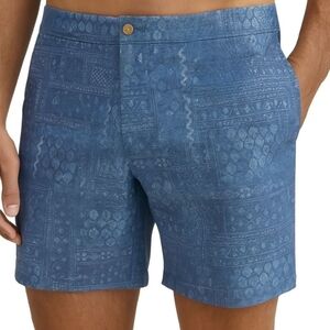 NWT Peter Millar Men's XL Crown Crafted Blue/Pearl All Over Print Swim Trunk